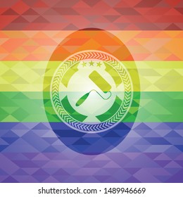 roller brush icon on mosaic background with the colors of the LGBT flag