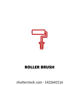 roller brush icon. roller brush vector design. sign design. red color