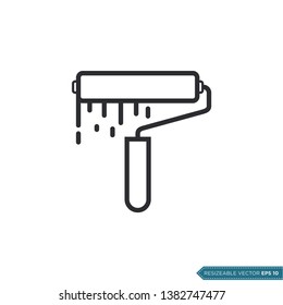 Roller Brush Icon Vector Template