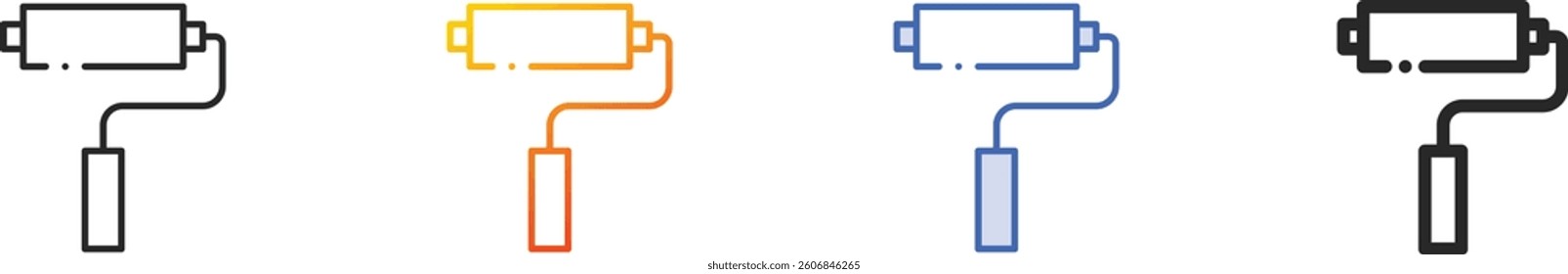 roller brush icon.Thin Linear, Gradient, Blue Stroke and bold Style Design Isolated On White Background