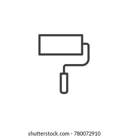 Roller brush line icon, outline vector sign, linear style pictogram isolated on white. Paint roller symbol, logo illustration. Editable stroke