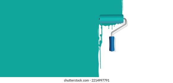 Roller brush with painted area and blank writing area.