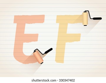 Roller Brush Painting Alphabet : Vector Illustration