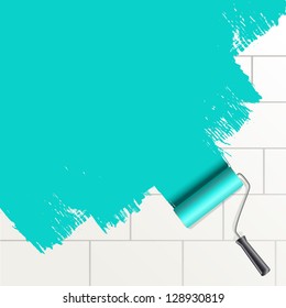 roller brush painting on a wall background