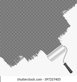 roller brush painting white over transparent background. vector illustration