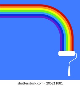 roller brush with rainbow 