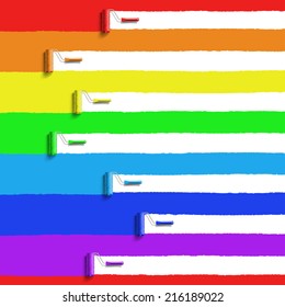 roller brush with rainbow colors paint