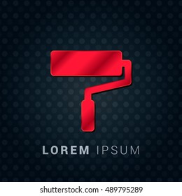 Roller Brush Red chromium precious metallic 3D Icon / Logo Design