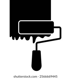 Roller brush for Working tools, Construction and Manufacturing icons. Paint Roller Icon for website design, app, UI. Flat design style. Paint Roller While Painting a House Wall. Design eps 10