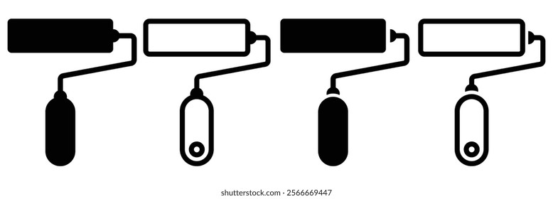 Roller brush for Working tools, Construction and Manufacturing icons. Paint Roller Icon for website design, app, UI. Flat design style. Paint Roller While Painting a House Wall. Design eps 10