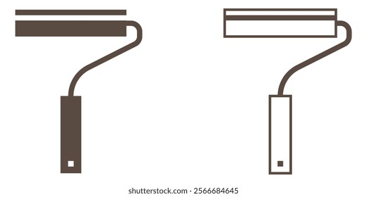 Roller brush for Working tools, Construction and Manufacturing icons. paint icon trendy outline style design.  Flat design style. Paint Roller While Painting a House Wall. Vector illustration eps 10