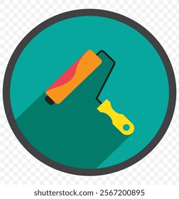 Roller brush for Working tools, Construction and Manufacturing icons. Paint Roller Icon for website design, app, UI. Flat design style. Paint Roller While Painting a House Wall. Vector illustration