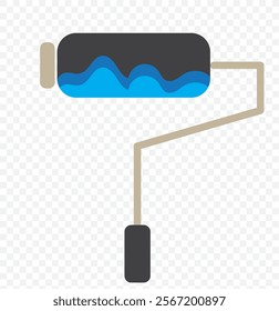 Roller brush for Working tools, Construction and Manufacturing icons. Paint Roller Icon for website design, app, UI. Flat design style. Paint Roller While Painting a House Wall. Vector illustration