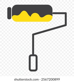 Roller brush for Working tools, Construction and Manufacturing icons. Paint Roller Icon for website design, app, UI. Flat design style. Paint Roller While Painting a House Wall. Vector illustration