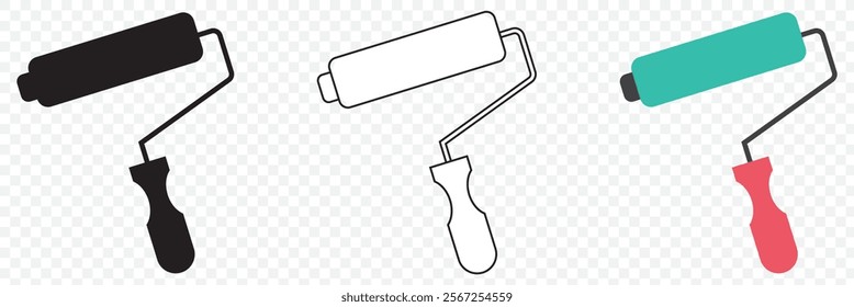 Roller brush for Working tools, Construction and Manufacturing icons. Paint Roller Icon for website design, app, UI. Flat design style. Paint Roller While Painting a House Wall. Vector illustration.