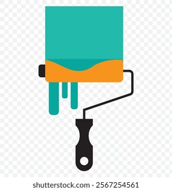 Roller brush for Working tools, Construction and Manufacturing icons. Paint Roller Icon for website design, app, UI. Flat design style. Paint Roller While Painting a House Wall. Vector illustration.