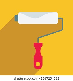 Roller brush for Working tools, Construction and Manufacturing icons. Paint Roller Icon for website design, app, UI. Flat design style. Paint Roller While Painting a House Wall. Vector illustration.