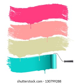 Roller brushes painting on white