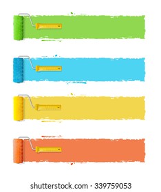 Roller Brushes With Stripes for Your Text. Vector illustration