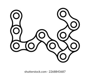 Roller chain links icon. Motorcycle or bicycle chain. Symbol of mechanisms or machines.