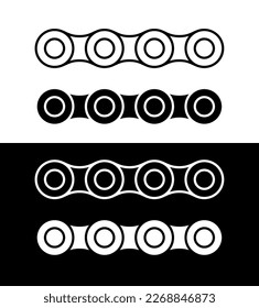 Roller chain links icon. Motorcycle or bicycle chain. Symbol of mechanisms or machines.