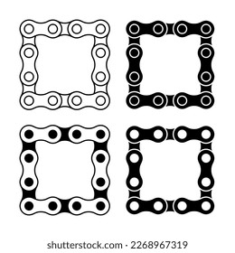 Roller chain links icon. Motorcycle or bicycle chain. Symbol of mechanisms or machines.