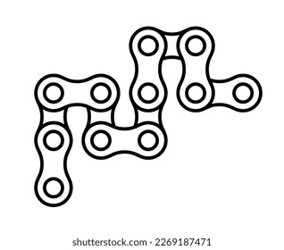 Roller chain links icon. Motorcycle or bicycle chain. Symbol of mechanisms or machines.