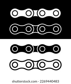 Roller chain links icon. Motorcycle or bicycle chain. Symbol of mechanisms or machines.