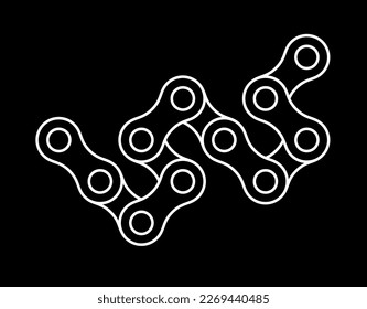 Roller chain links icon. Motorcycle or bicycle chain. Symbol of mechanisms or machines.