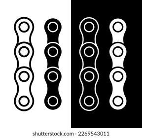 Roller chain links icon. Motorcycle or bicycle chain. Symbol of mechanisms or machines.