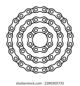 Roller chain links icon. Motorcycle or bicycle chain. Symbol of mechanisms or machines.