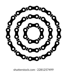 Roller chain links icon. Motorcycle or bicycle chain. Symbol of mechanisms or machines.