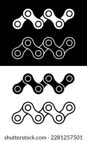 Roller chain links icon. Motorcycle or bicycle chain. Symbol of mechanisms or machines.