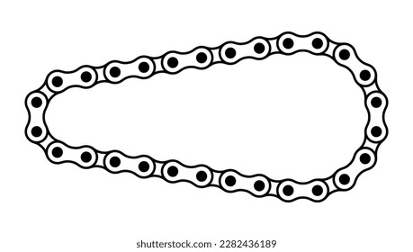 Roller chain links icon. Motorcycle or bicycle chain. Symbol of mechanisms or machines.