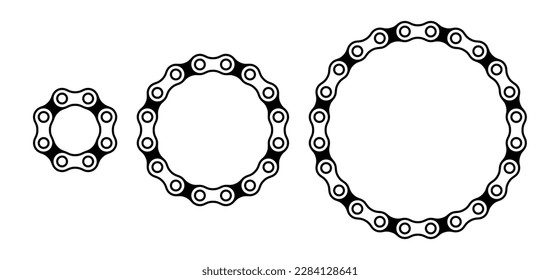 Roller chain links icon. Motorcycle or bicycle chain. Symbol of mechanisms or machines.