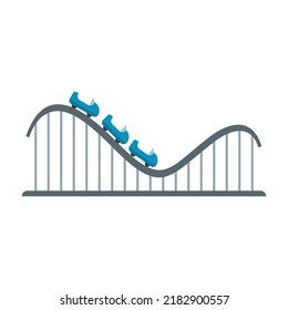 Rollerkasten-Attraktionssymbol. Flache Illustration der Achterbahn, Vektorsymbol einzeln auf weißem Hintergrund