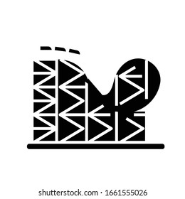 Roller coaster black icon, concept illustration, vector flat symbol, glyph sign.