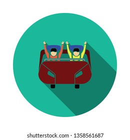 Icono del carrito de la montaña rusa. Diseño de color plano. Ilustración vectorial.