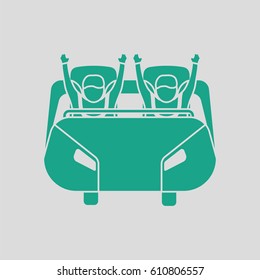 Roller coaster cart icon. Gray background with green. Vector illustration.