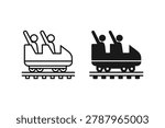 Roller coaster cart with passengers amusement park icon