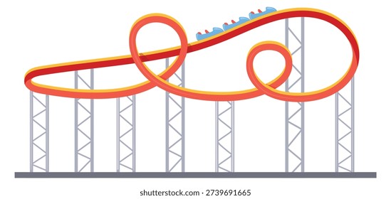 Roller coaster cartoon icon. Amusement park ride 