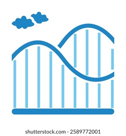 Roller Coaster dual tone blue color, mini illustration icon. use for modern concept, print, UI, UX kit, web and app development. Vector EPS 10, related to entertainment, festival, funfair and hobbies.