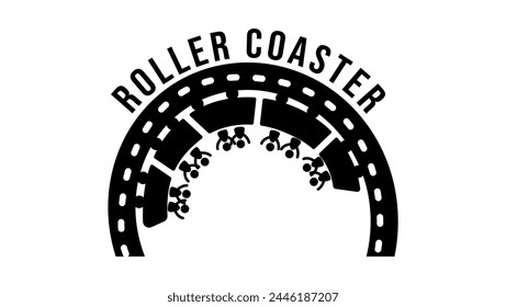 Roller Coaster emblem, black isolated silhouette