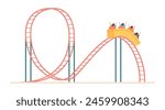 Roller coaster in flat design. Extreme attraction at amusement park. Vector illustration isolated.