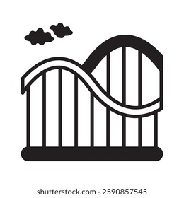 Roller Coaster glyph, mini illustration icon. use for modern concept, print, UI, UX kit, web and app development. Vector EPS 10, related to entertainment, festival, funfair and hobbies.