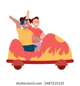 montaña rusa gente feliz aislada