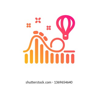 Roller coaster icon. Amusement park sign. Carousels symbol. Classic flat style. Gradient roller coaster icon. Vector