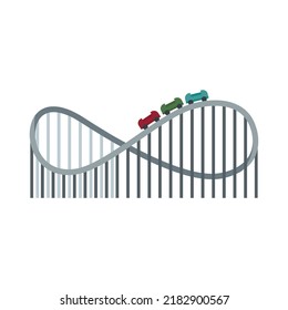 Roller coaster icon. Flat illustration of roller coaster vector icon isolated on white background