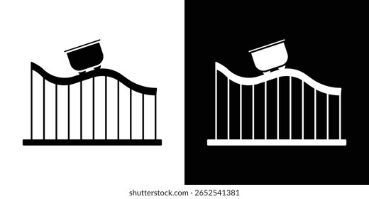 Roller coaster icon in flat version on black and white background