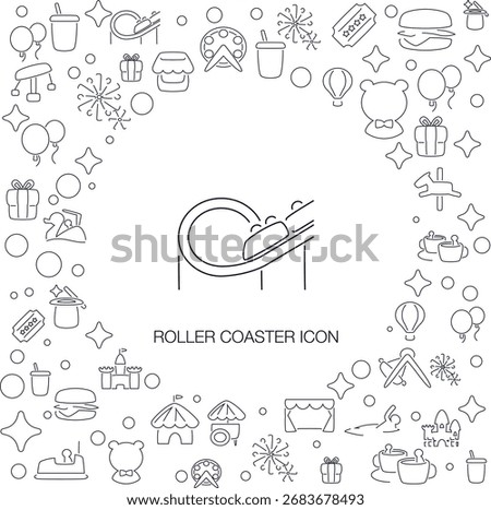 Roller Coaster Icon, line style with mosaic icon background, great for web and background use.